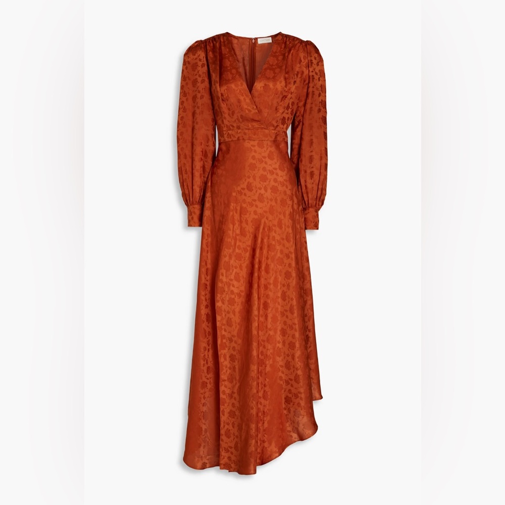 RONNY KOBO Estelle wrap-effect satin-jacquard midi dress Size Small